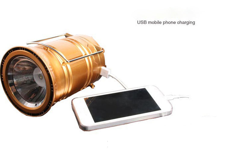 Solar charging type telescopic camping lantern