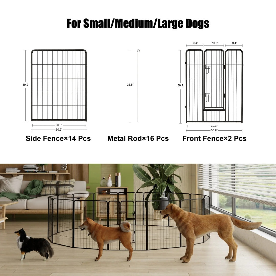 40 Inch Foldable Dog Playpen with Doors for Dogs