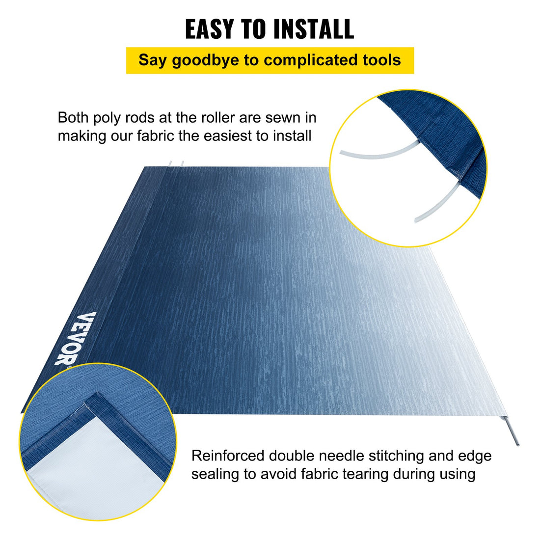 RV Awning, Awning Replacement Fabric 18 FT, Slate Blue RV Awning Replacement, 15oz Vinyl Material Replacement Awning, Sun Shade And Waterproof Camper Awning Replacement Fabric