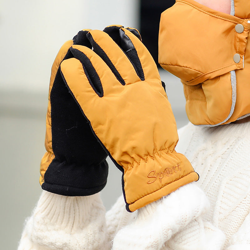 Cycling plus velvet windproof electric bike gloves
