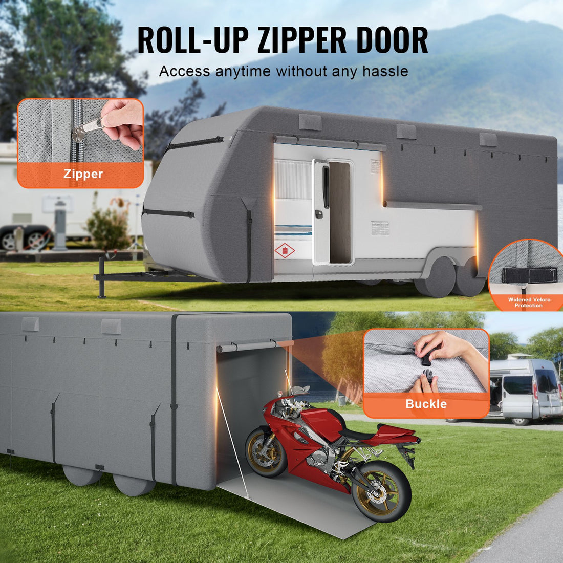 Trailer Travel RV Cover 24-27 Ft Class A Camper Cover Non-Woven Fabric