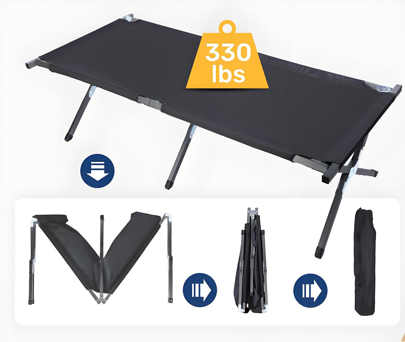 Foldable Lightweight Outdoor Camping Bed with Carry Bag