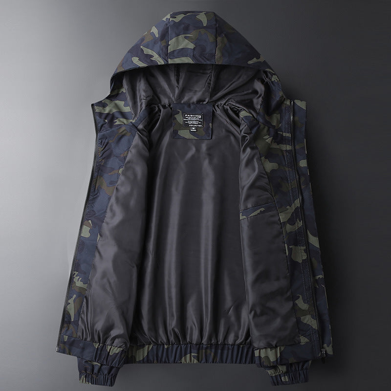 Men's Hooded Camouflage Printed Jacket