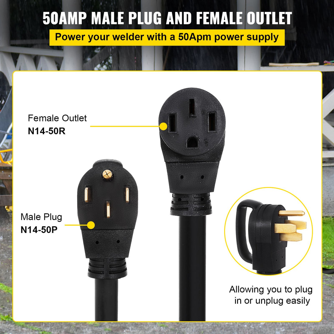 30Ft 50 Amp RV Extension Cord Durable Premium Power Cord RV 26.5mm Wire Diameter Extension Cord Copper Wire RV Cord Power Supply Cable For Trailer Motorhome Camper With Handles