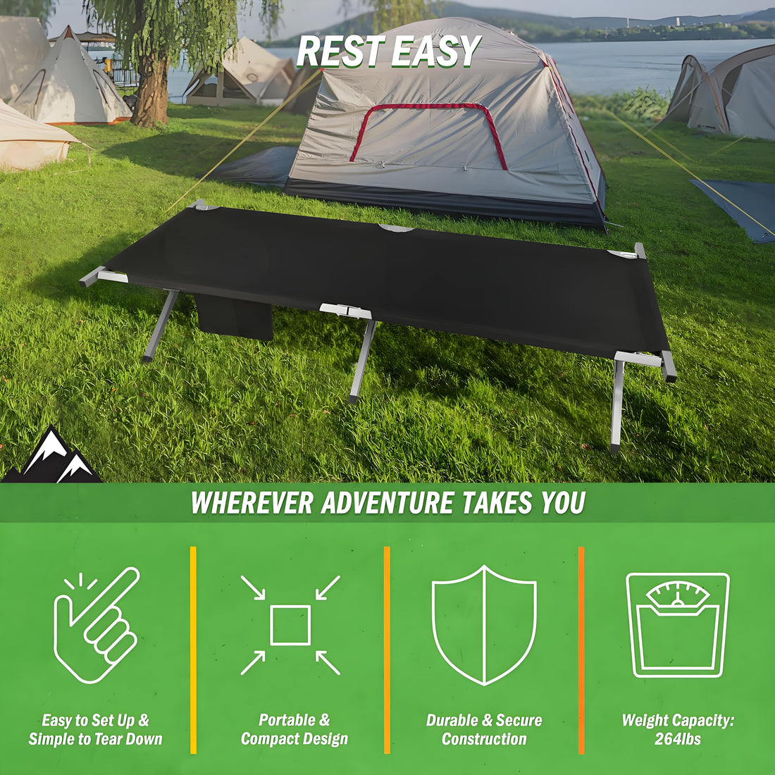 Foldable Lightweight Outdoor Camping Bed with Carry Bag