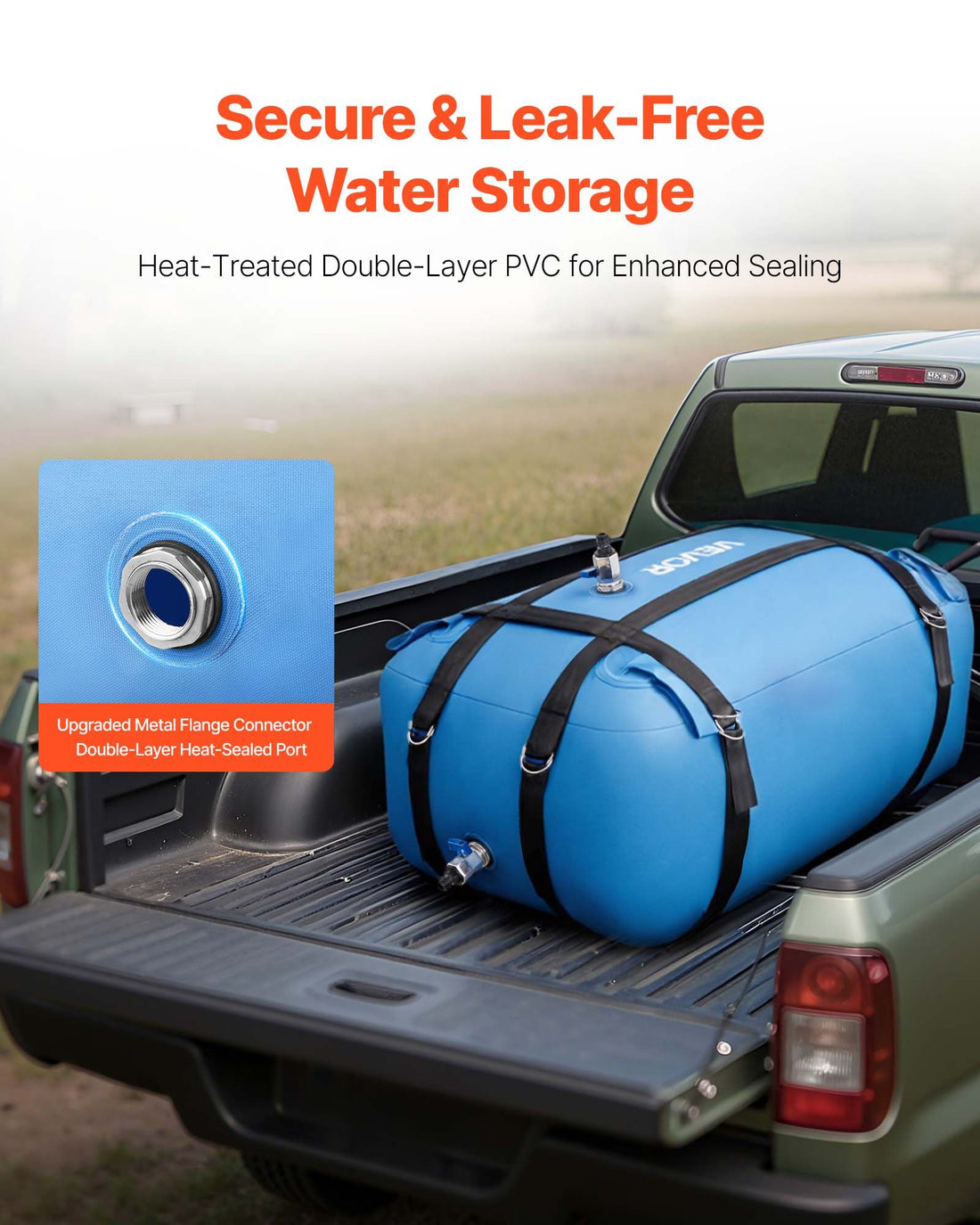 35 Gallon Collapsible TPU Water Storage Bladder for Camping and RV