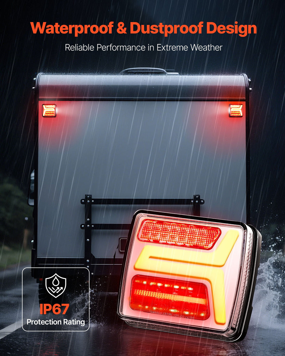 Trailer Lights, 2PCS 12V Square Magnetic LED Trailer Tail Lights Kit With Stop Brake Turn Tail License Lamp, Waterproof Tow Lighting Kit With Wiring Harness For Boat Truck Camper RV Snowmobile