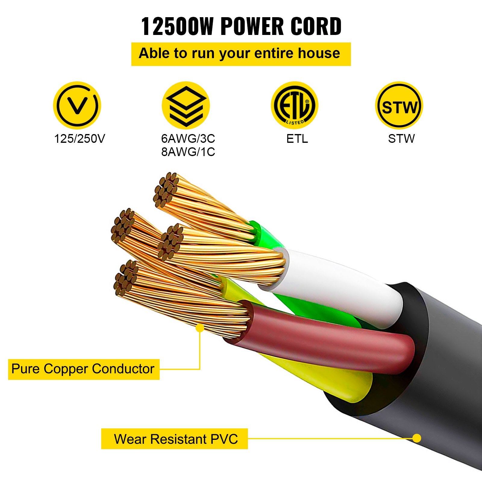 30Ft 50 Amp RV Extension Cord Durable Premium Power Cord RV 26.5mm Wire Diameter Extension Cord Copper Wire RV Cord Power Supply Cable For Trailer Motorhome Camper With Handles