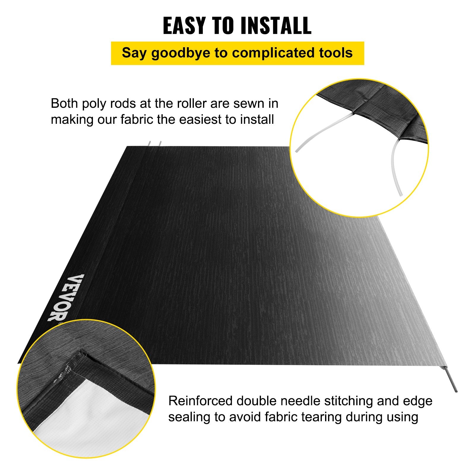 RV Awning 18 Ft, Awning Replacement Fabric 17 Ft 2 In, Premium Grade Waterproof Vinyl, Universal Outdoor Canopy RV Replacement Fabric For Camper, Trailer,and Motor Home Awnings, Charcoal Fade