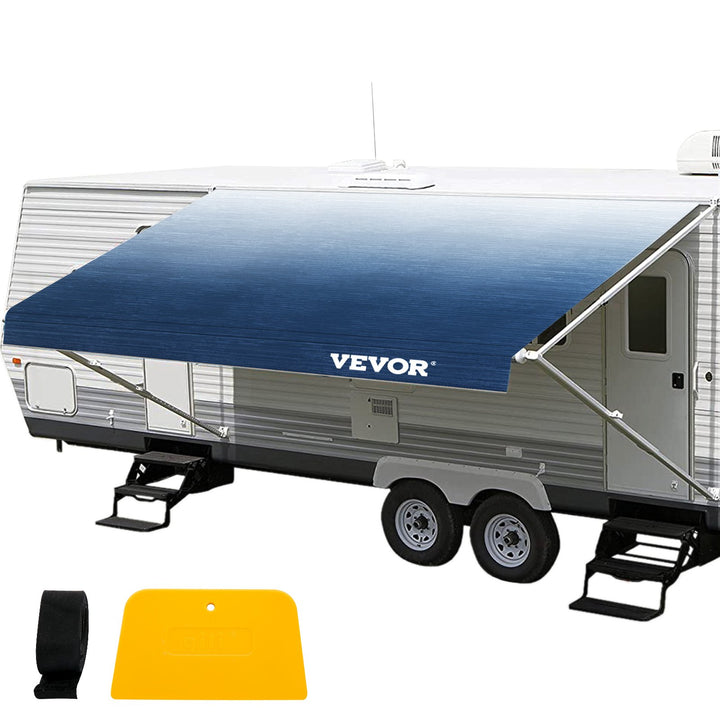 RV Awning, Awning Replacement Fabric 18 FT, Slate Blue RV Awning Replacement, 15oz Vinyl Material Replacement Awning, Sun Shade And Waterproof Camper Awning Replacement Fabric