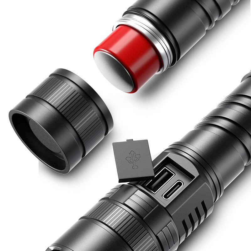 USB Charging Zoom Electric Display Camping Flashlight