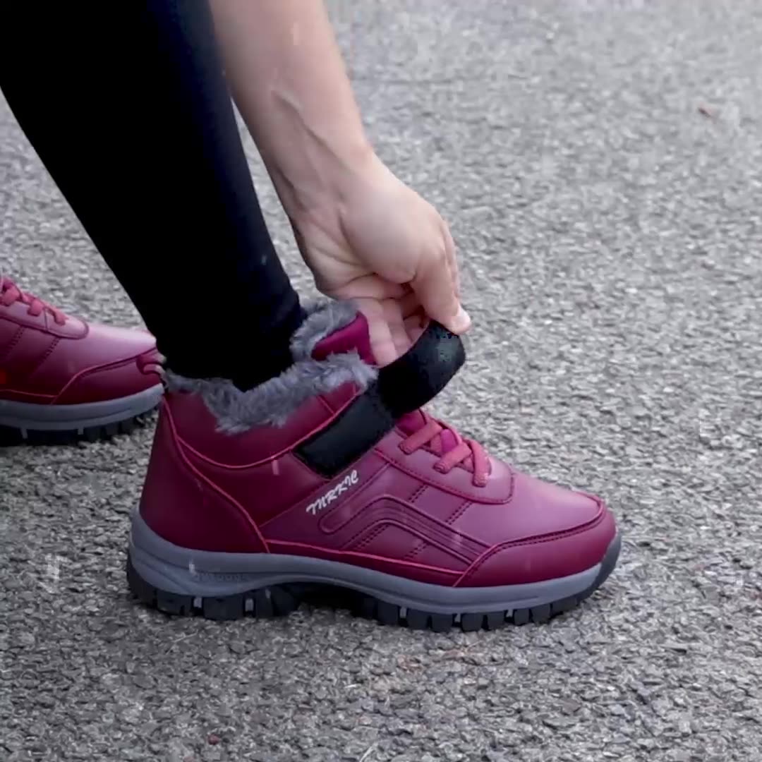 Winter Warm Plush Velcro Hiking Shoes